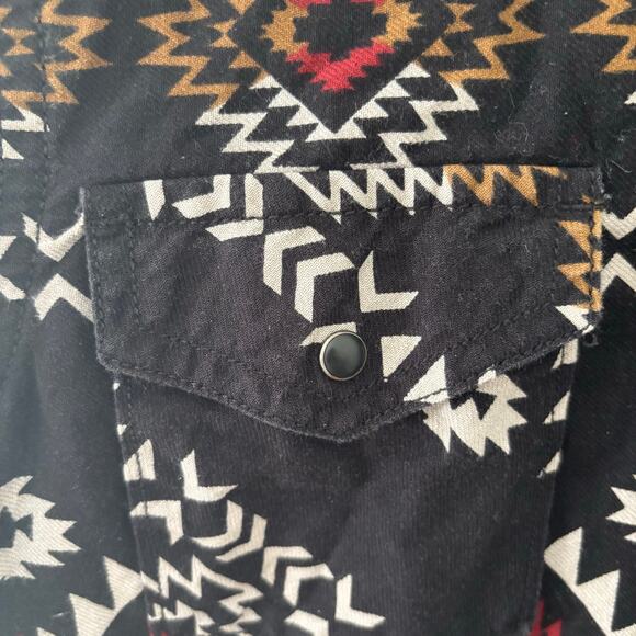 Vintage Roebuck & Co Country Western Aztec Pearl Snap Button Up Fringe Size L - Picture 4 of 7